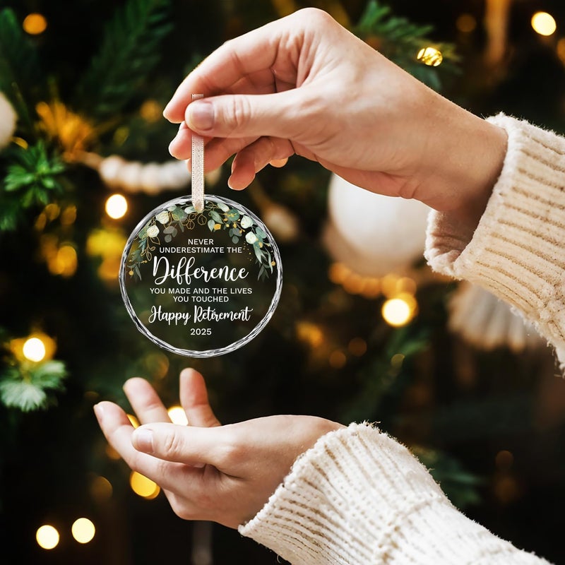 HEXMOZ Retirement Gifts - Retirement Gifts for Women, Men 2025 - Retired Ornament 2025 - Retired Gift for Coworker, Boss, Employee, Teacher, Nurse, Woman, Man - Glass Christmas Ornament Keepsake - Image 2